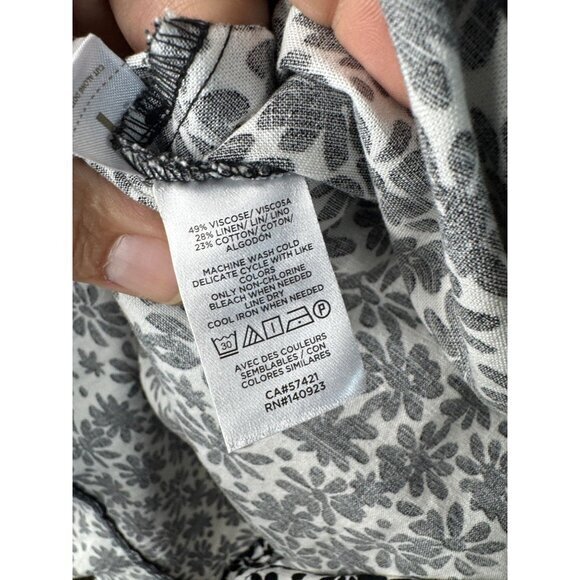 NWT-Loft Women's White/Black Skirt Size 0 midi skirt ruffles viscose - Picture 4 of 6